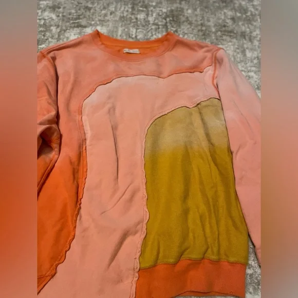 We The Free Shady Colorblock Crewneck Sweatshirt - Orange, Pink, Yellow size L - Picture 4 of 6